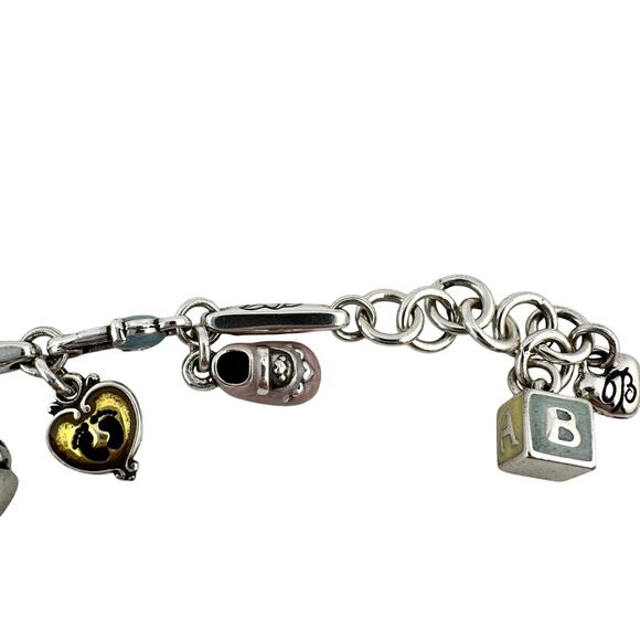 Brighton Retired Silver Plated Baby Mother Enamel Charm 6.75"-8" Bracelet - Picture 7 of 9